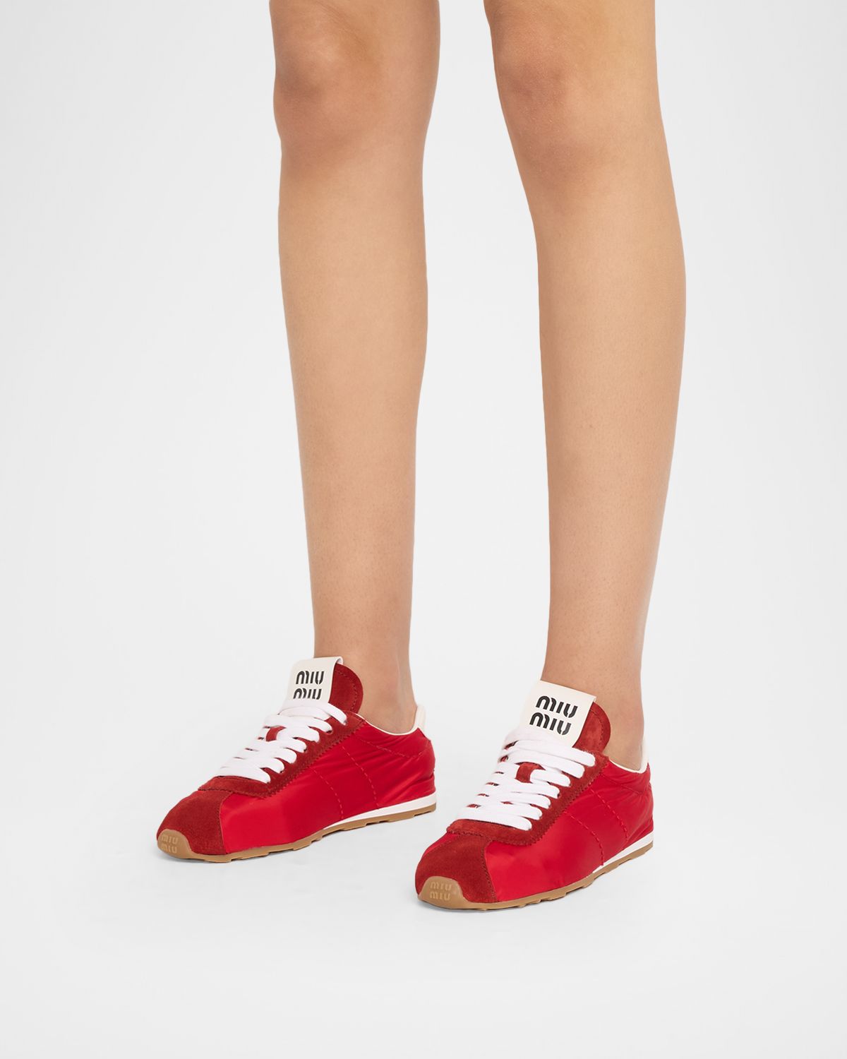 Miu Miu Low-Top Nylon & Suede Sneakers | Thumbnail 6