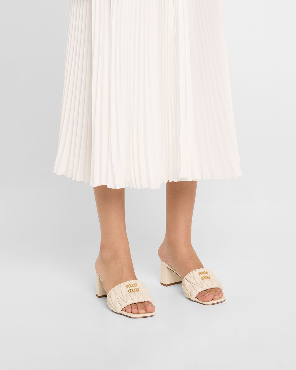 Miu Miu Quilted Leather Mule Sandals