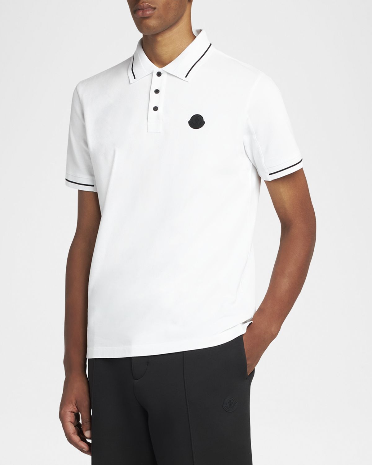 Moncler Men 's Cotton Tipped Polo Shirt