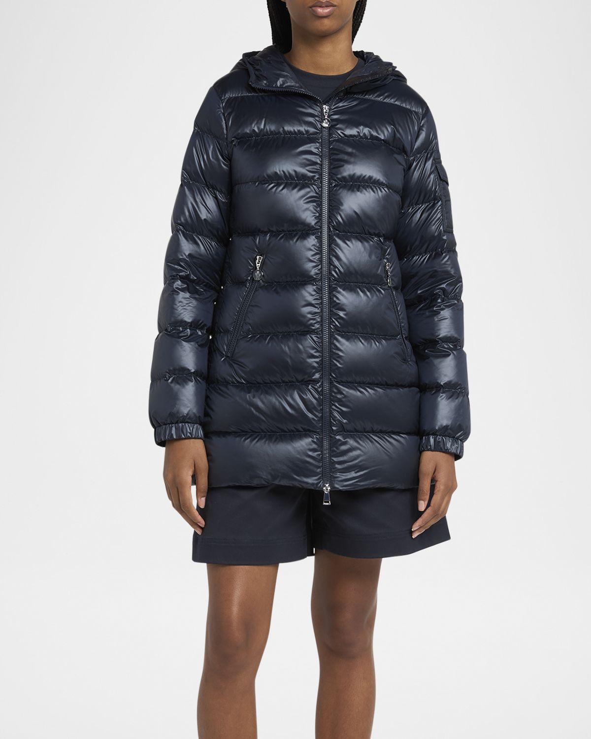 Moncler Glements Hooded Mid-Length Down Jacket