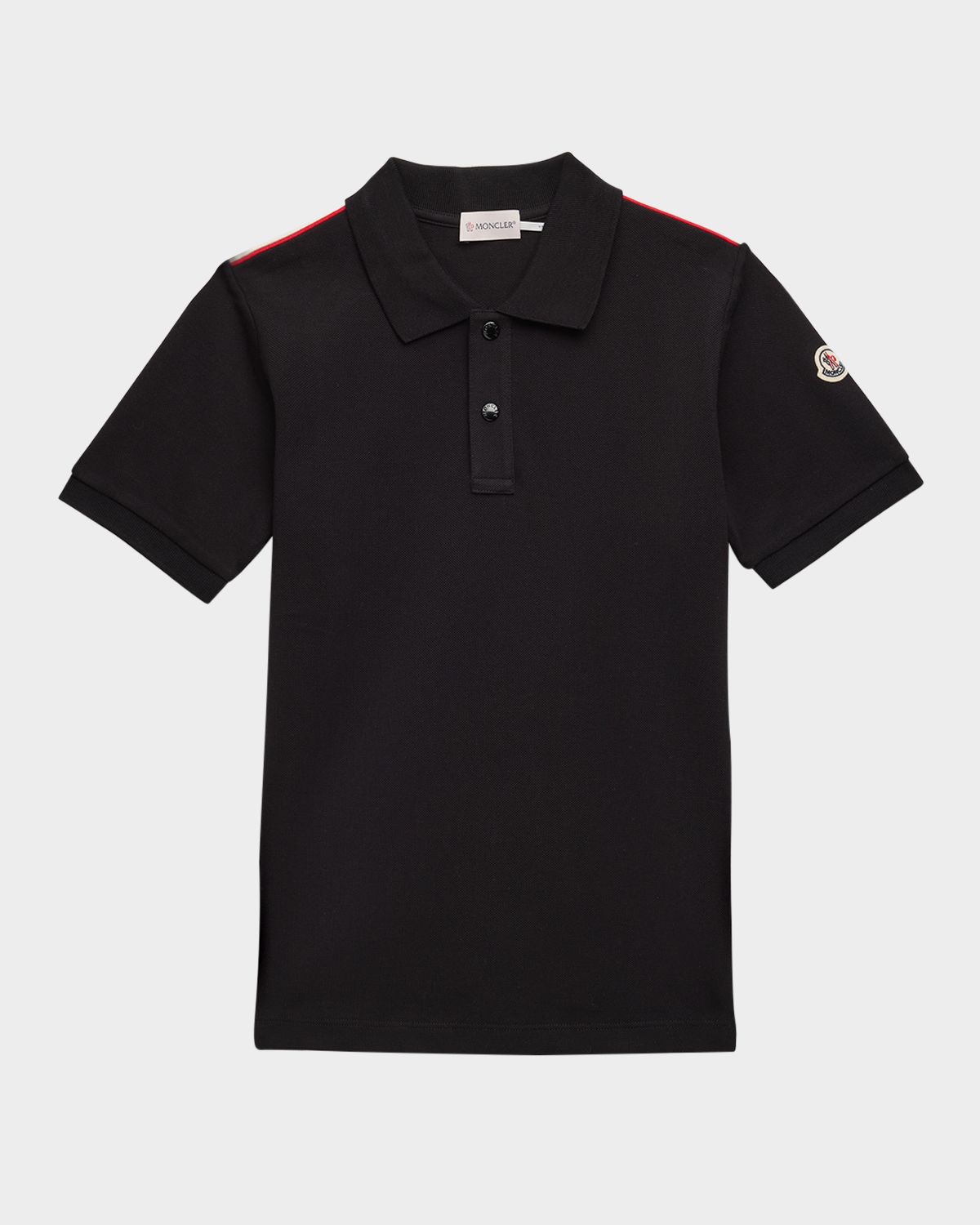 Moncler Boy 's Tri-Stripe Pique Polo Shirt | Thumbnail 4 Moncler Boy 's Tri-Stripe Pique Polo Shirt | Thumbnail 4