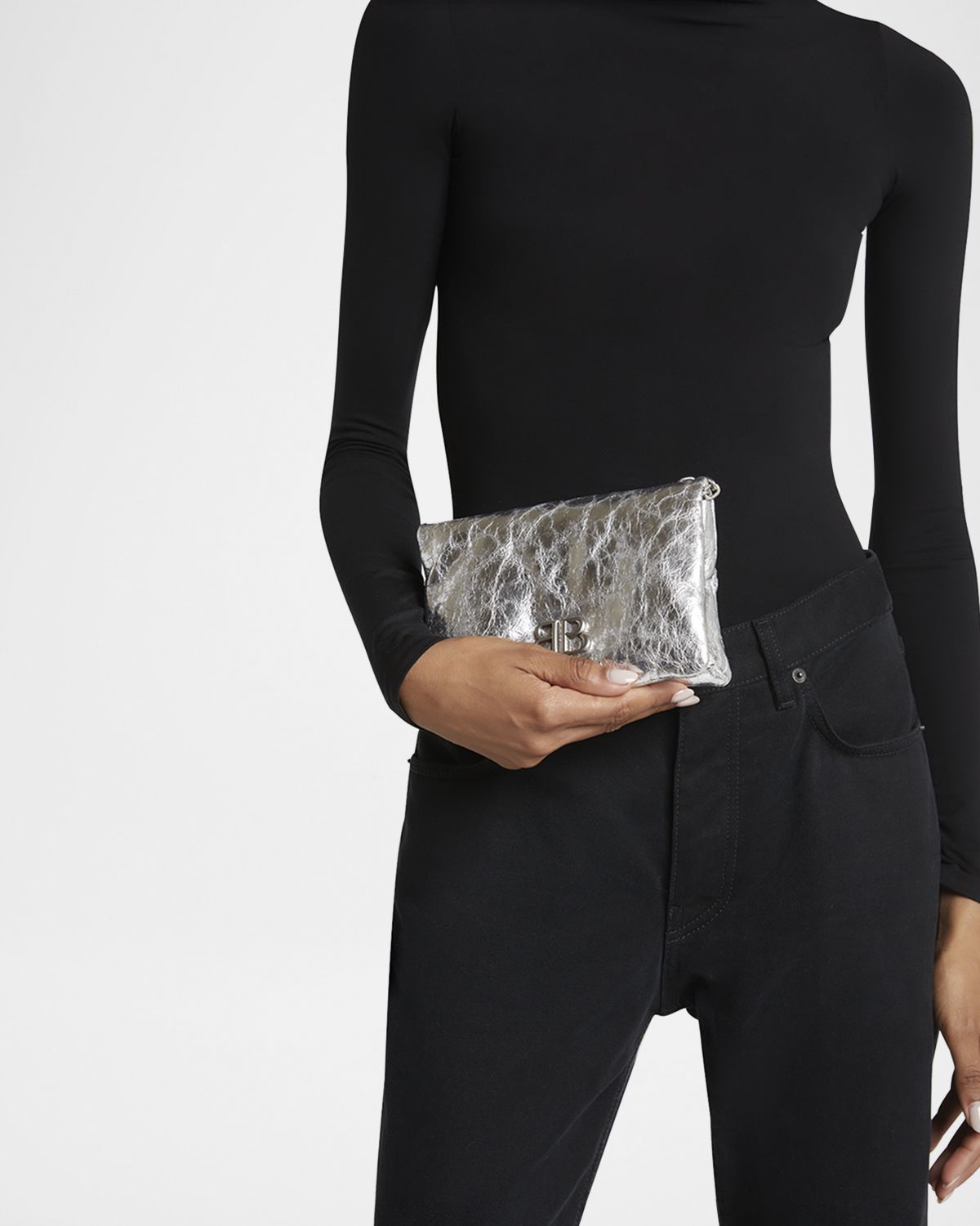 Balenciaga Monaco Nano Metallic Leather Crossbody Bag