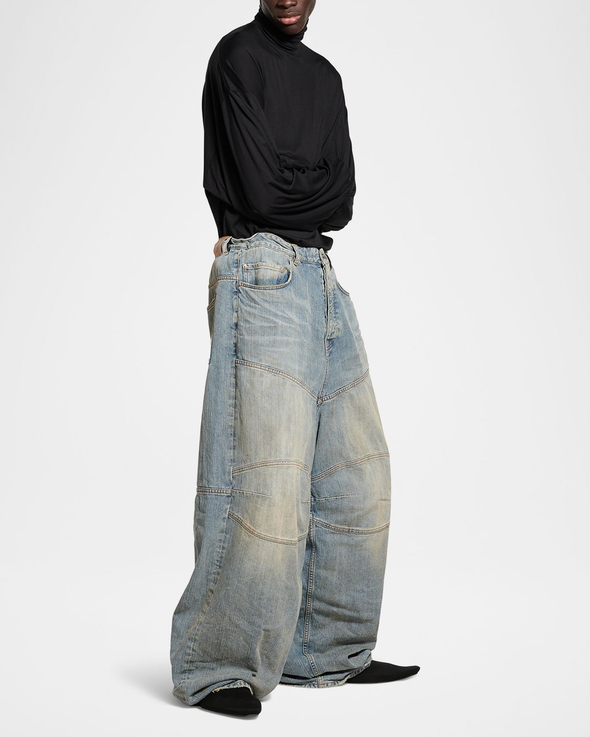 Balenciaga Men 's Baggy Paneled Jeans