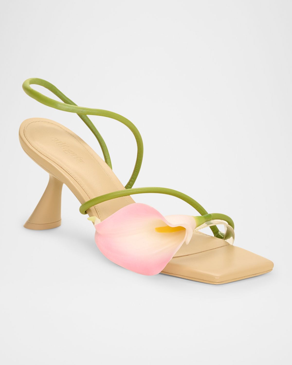 Cult Gaia Ria Calla Lily Leather Comma-Heel Sandals