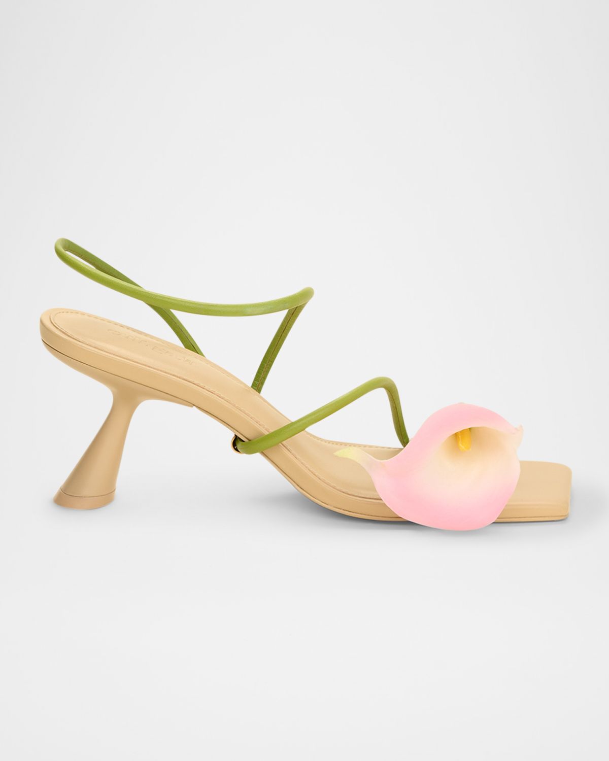 Cult Gaia Ria Calla Lily Leather Comma-Heel Sandals