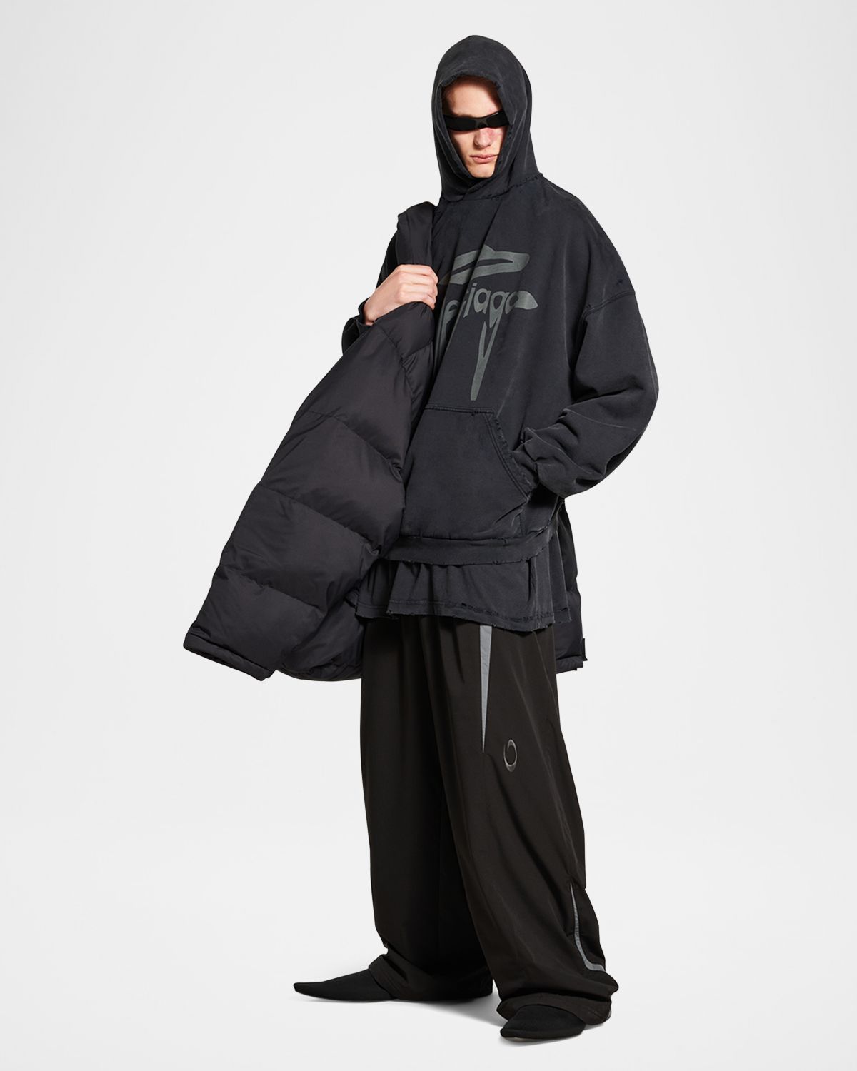 Balenciaga Men 's Liquid-Effect Logo Hoodie