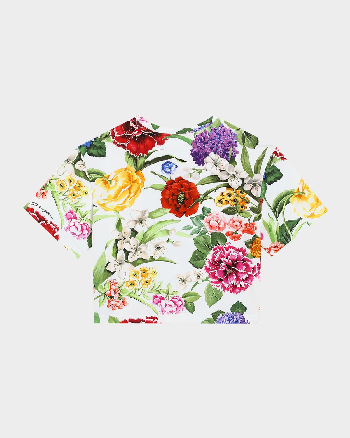 Dolce & Gabbana Girl 's Floral Interlocked Logo-Print T-Shirt