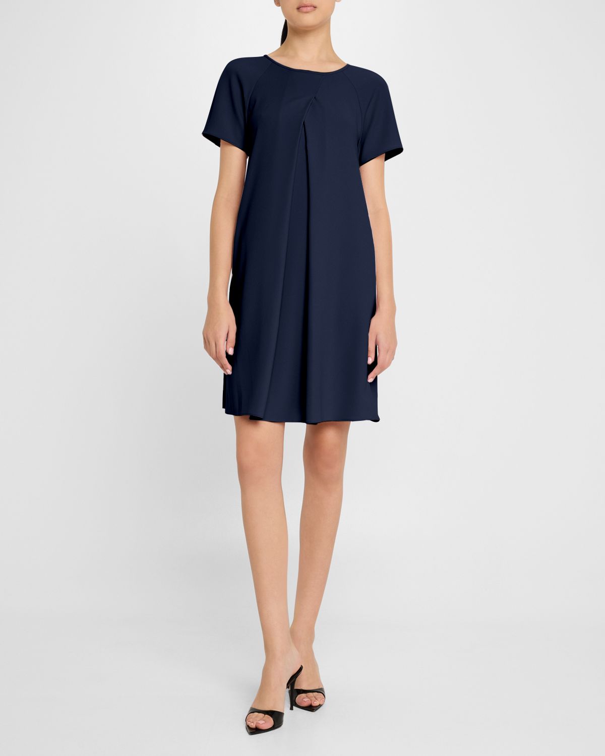 Emporio Armani Pleated Techno Cady Babydoll Mini Dress