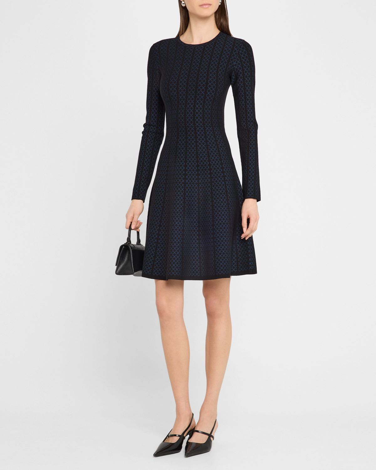 Emporio Armani Chain & Stripe Motif Jersey Dress