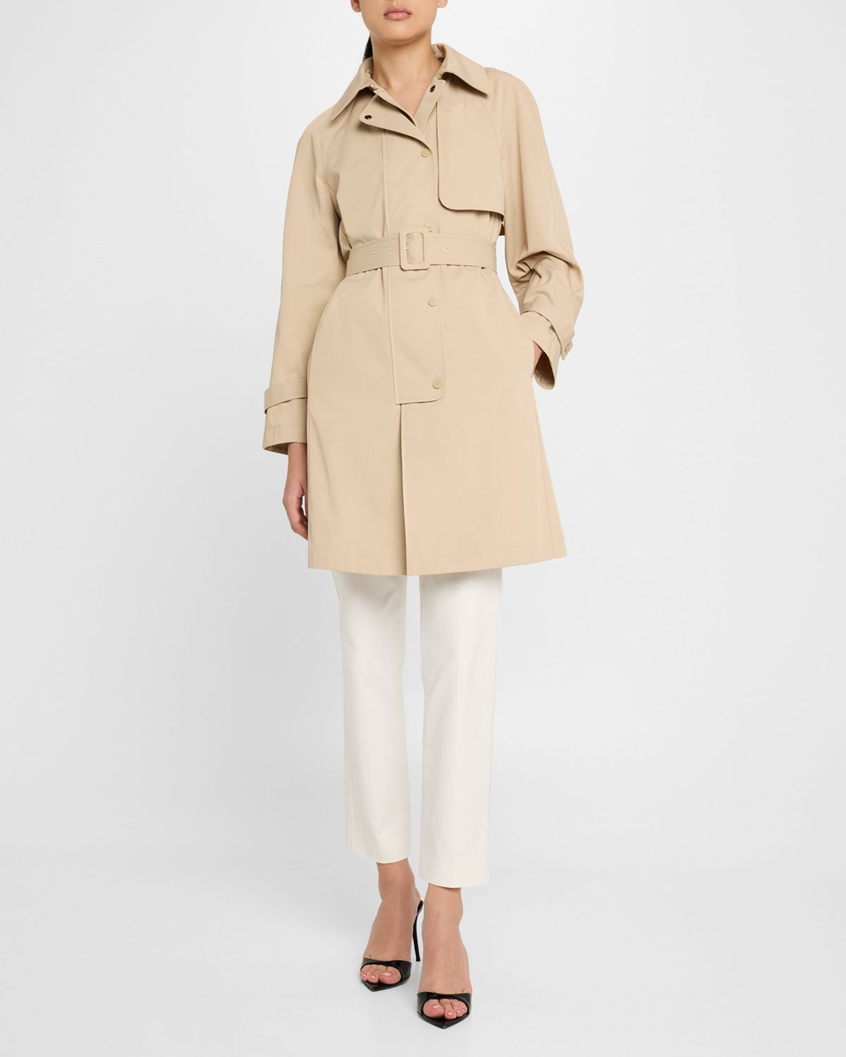 Emporio Armani Belted Technical Cotton Trench Coat