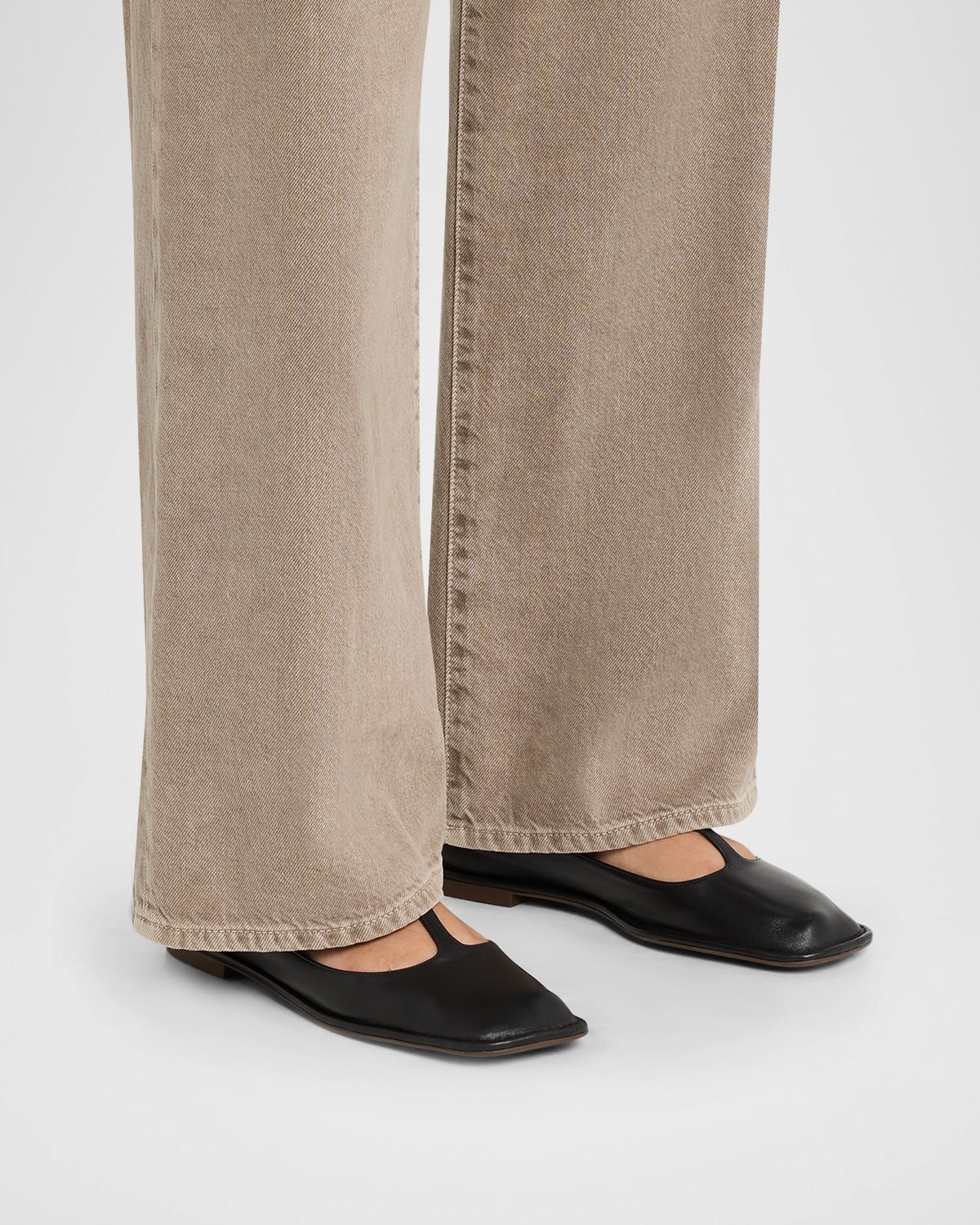 THE ROW Leather T-Strap Ballerina Flats