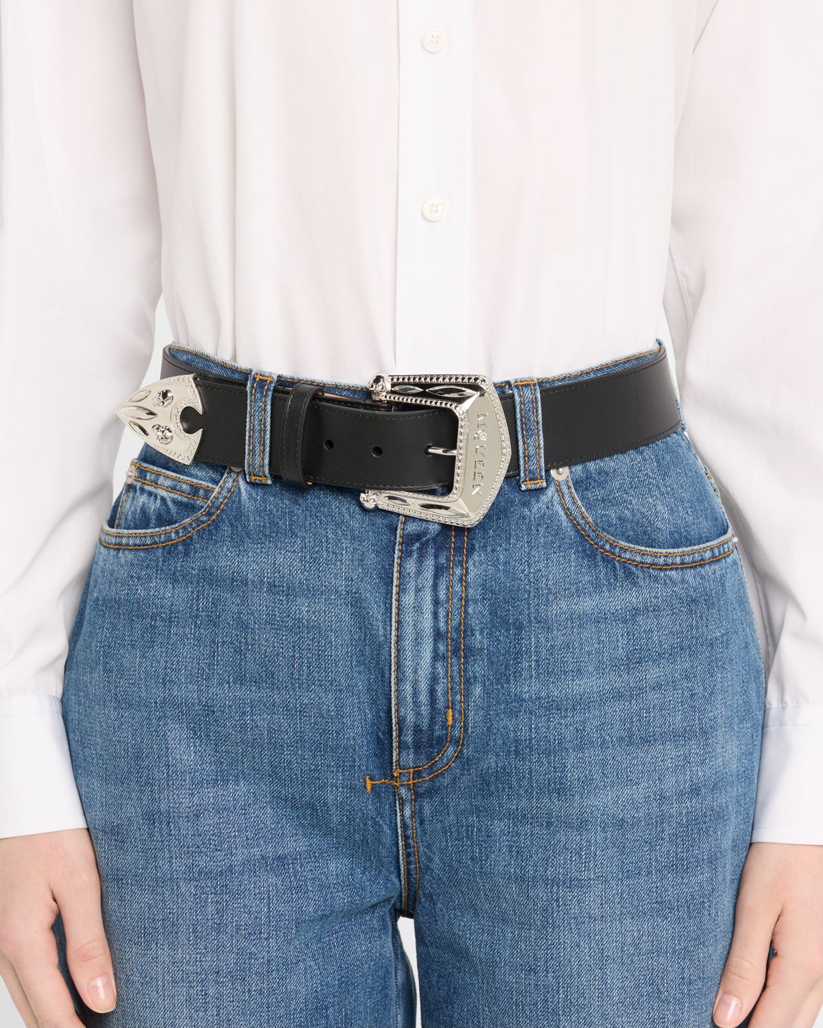 McQueen Arrow Leather Buckle Belt