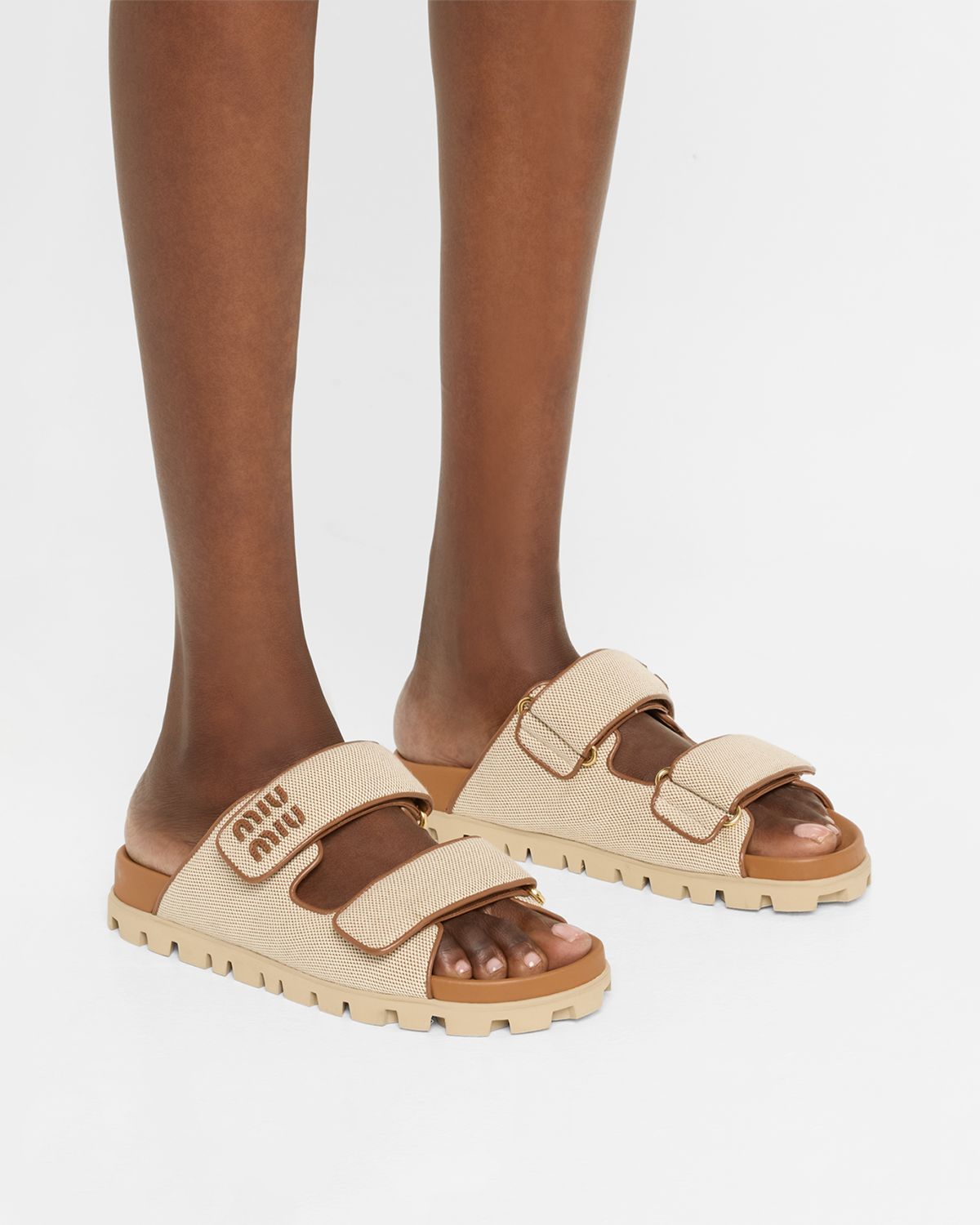 Miu Miu Canvas Dual-Grip Comfort Sandals