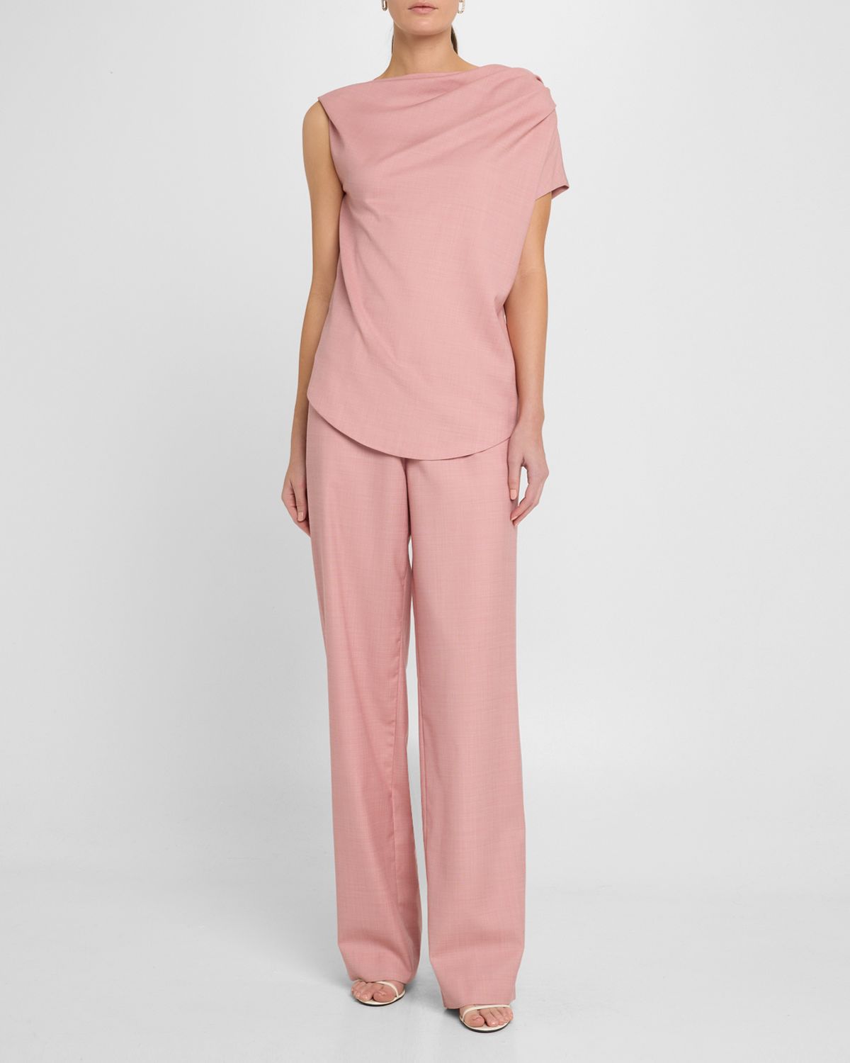 Loulou De Saison Cove Pleated Elastic Waistband Wool Pants