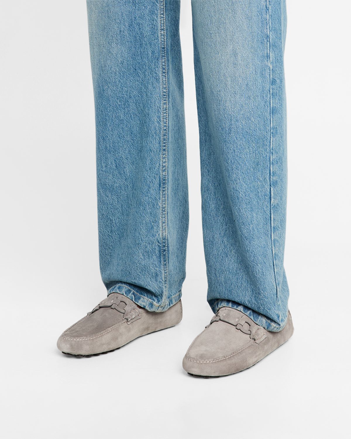 Ferragamo Men 's Byte Suede Driving Shoes