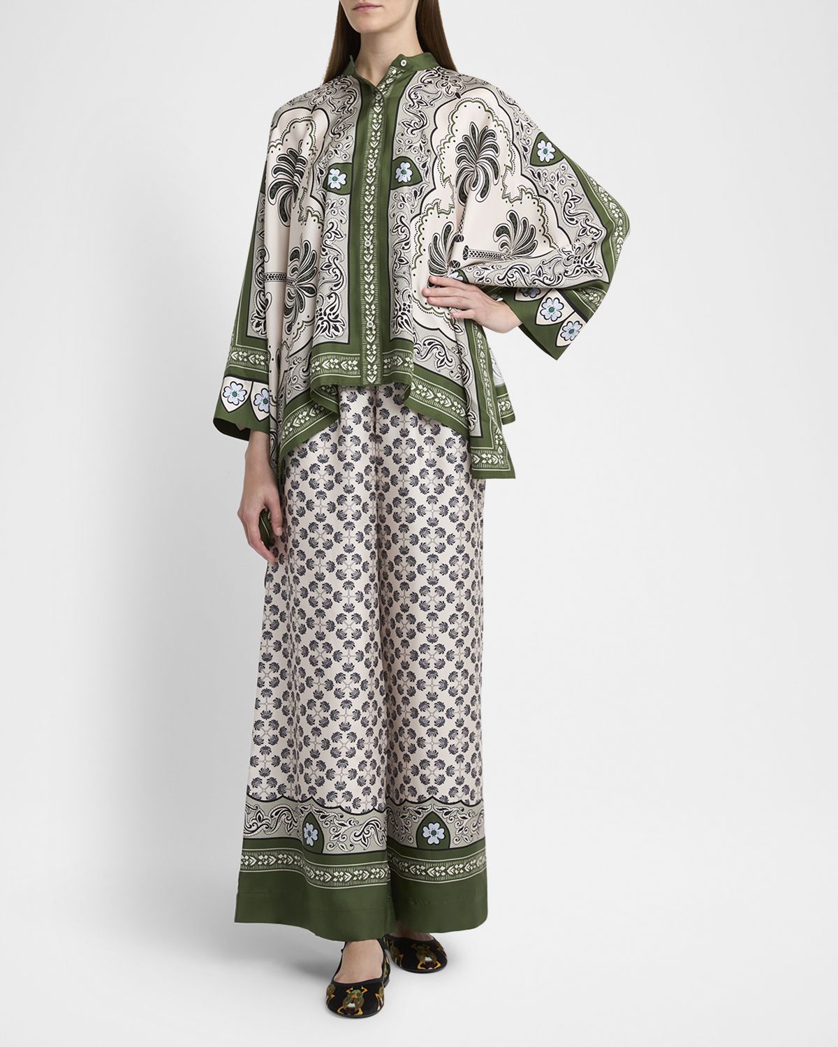 La DoubleJ Silk-Twill Wide-Leg Palazzo Pants