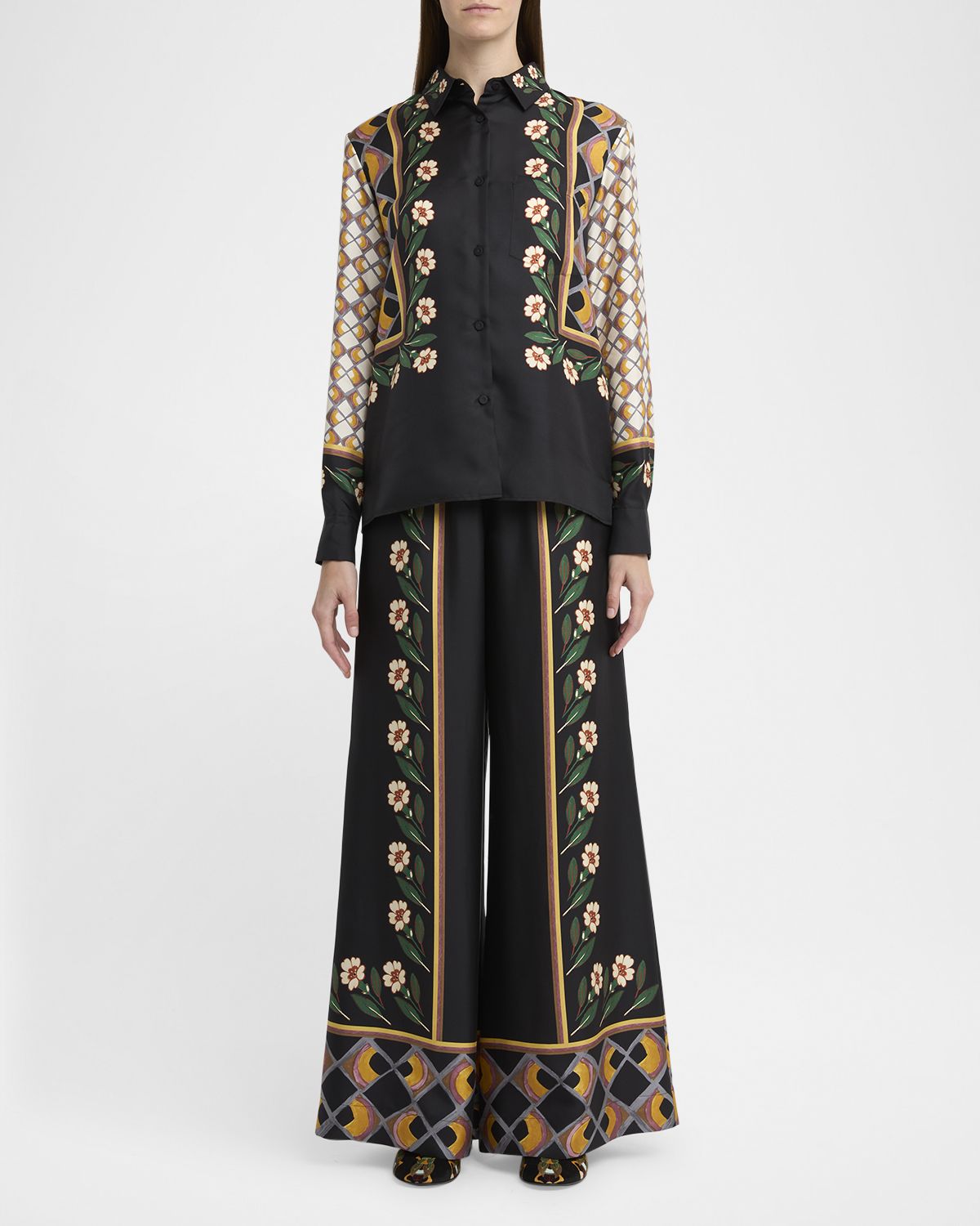 La DoubleJ Daze-Print Wide-Leg Palazzo Pants