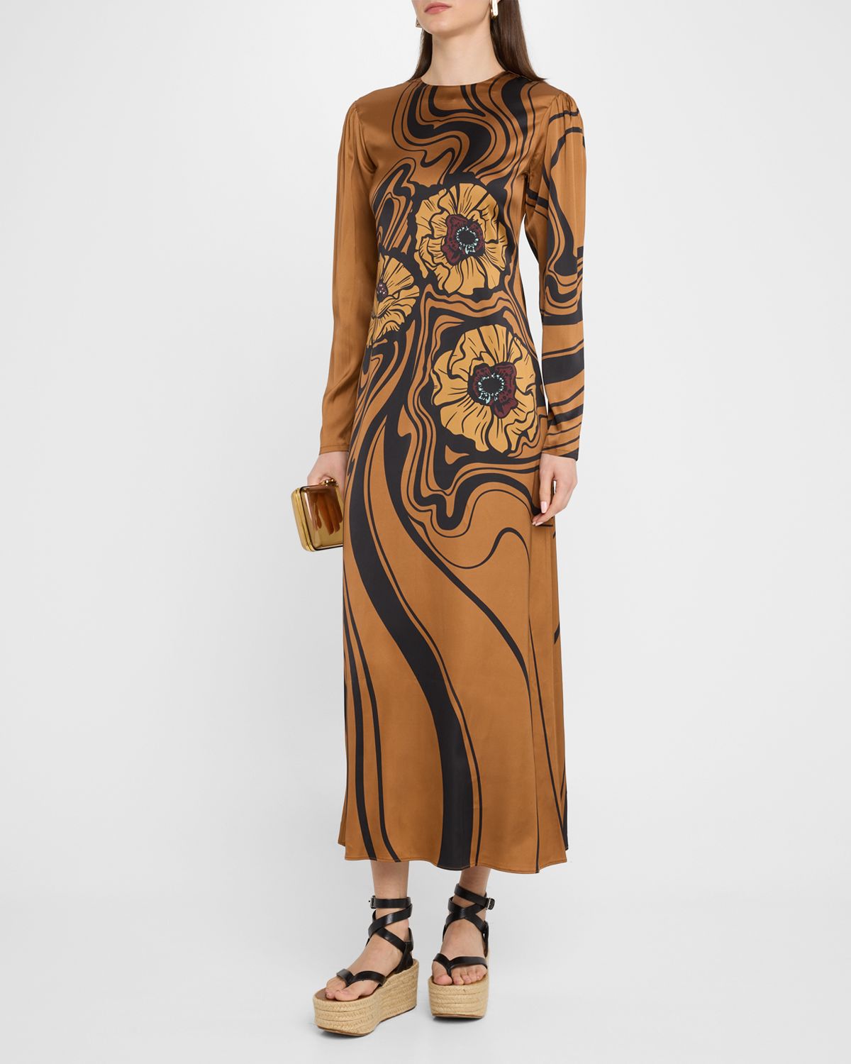 La DoubleJ Clingy Long-Sleeve Maxi Swing Dress