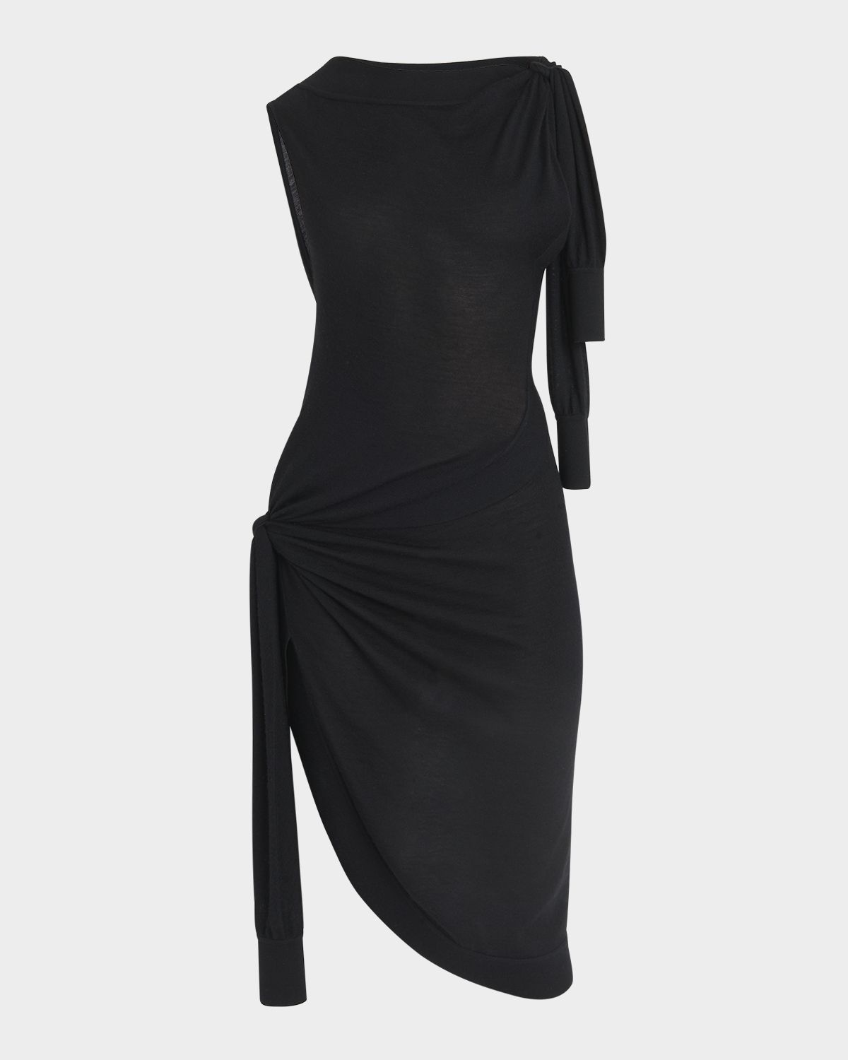 Ferragamo Knotted Sleeveless Silk-Cotton Knit Midi Dress