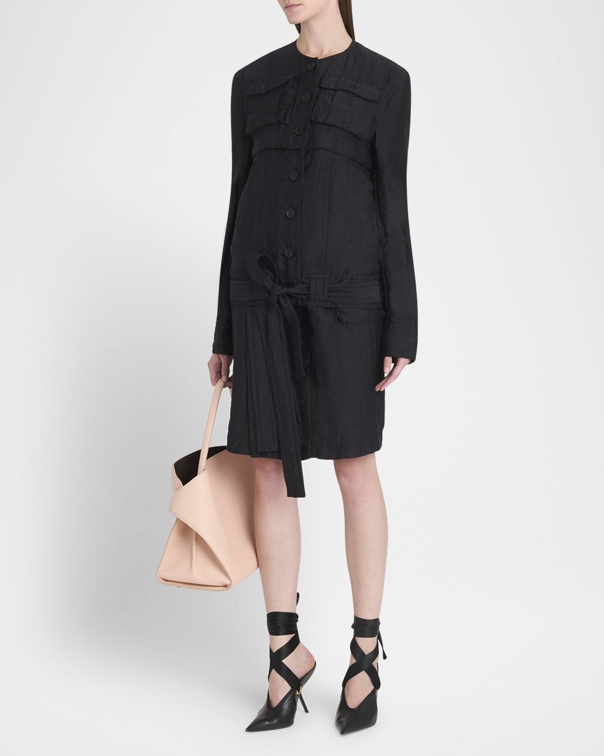 Ferragamo Triple Silk Organdie Belted Skirt