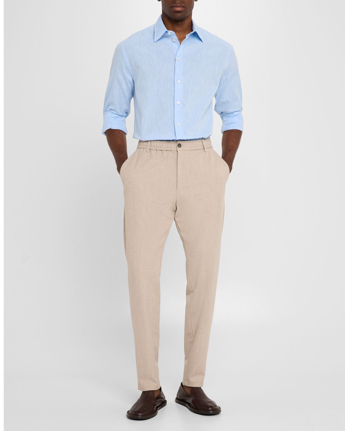 Emporio Armani Men 's Stretch Gabardine Flat-Front Trousers
