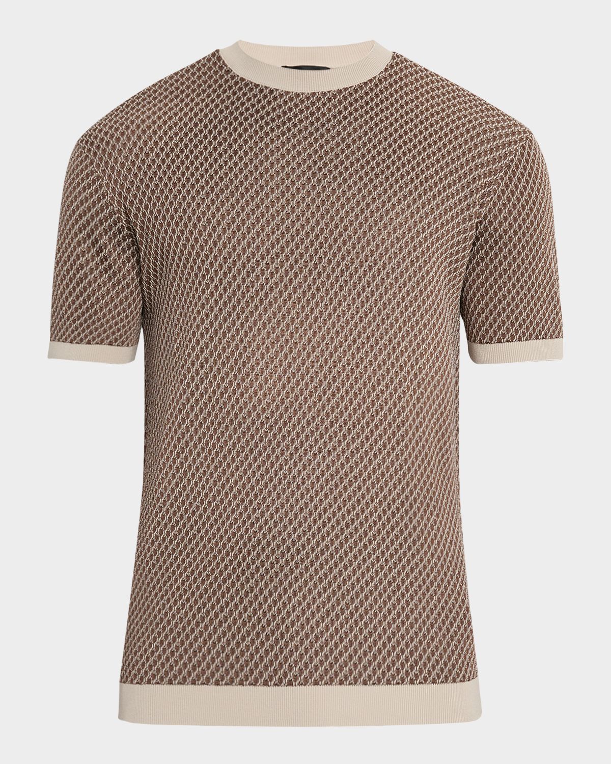 Emporio Armani Men 's Micro-Jacquard Honeycomb Short-Sleeve Crewneck Sweater