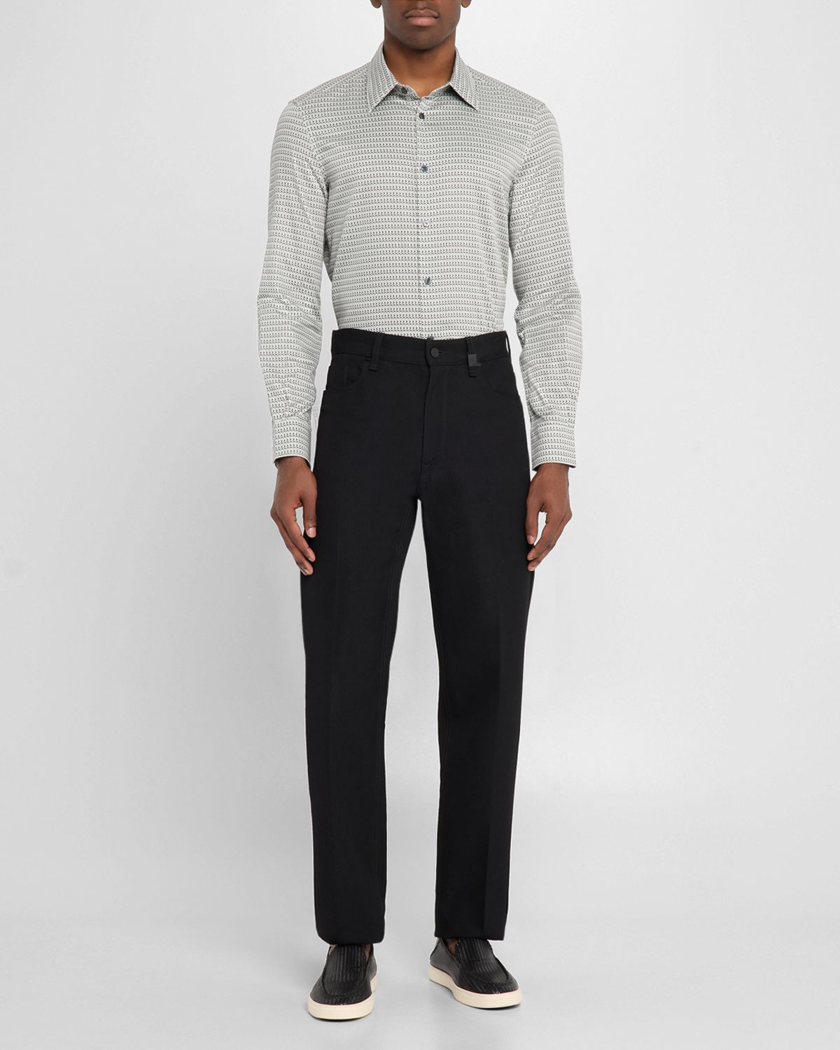 Emporio Armani Men 's Cotton Circle-Print Sport Shirt | Thumbnail 5 Emporio Armani Men 's Cotton Circle-Print Sport Shirt | Thumbnail 5