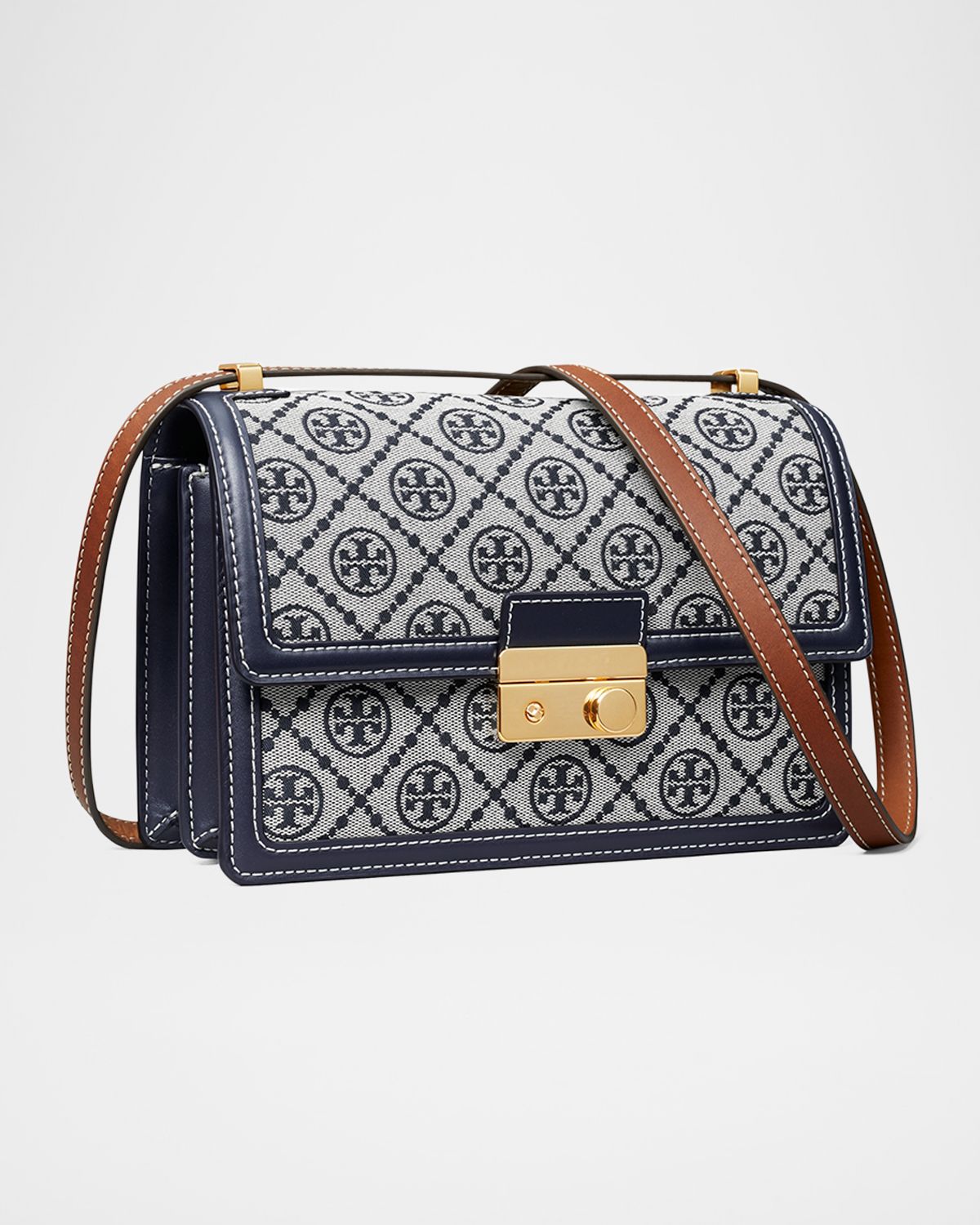 Tory Burch T Monogram Flap Canvas Shoulder Bag