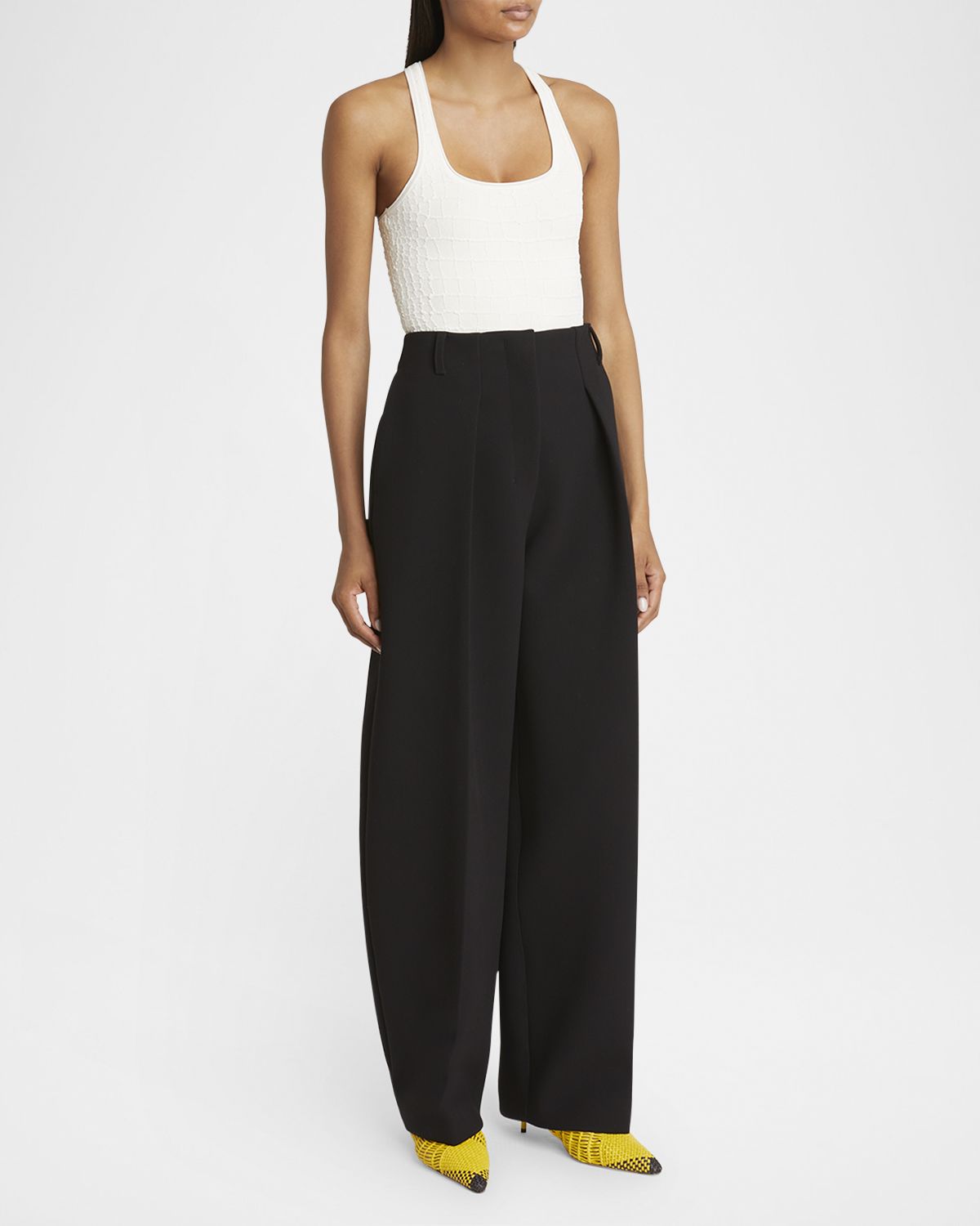 Jacquemus Ovalo Pleated Wide-Leg Pants