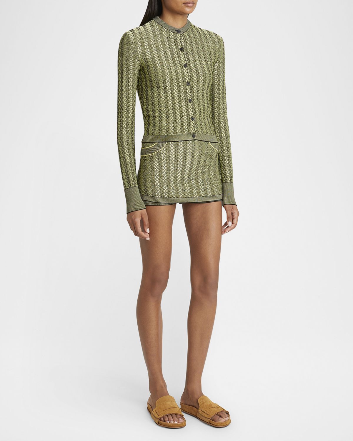 Jacquemus Marino Diamond-Knit Crewneck Cardigan