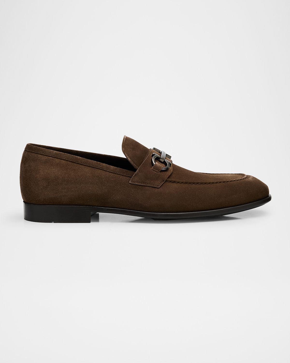 Ferragamo Men 's Foster Suede Gancini-Bit Loafers