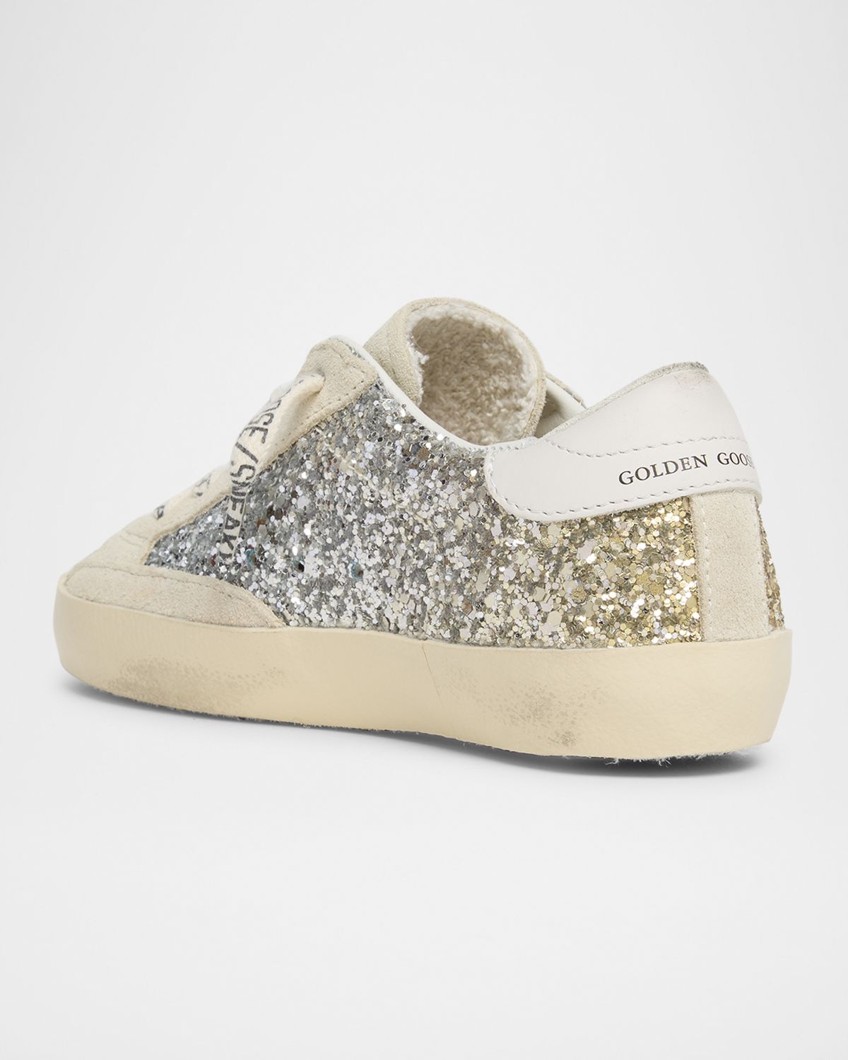 Golden Goose Girl 's Super Star Glitter Leather Low-Top Sneakers