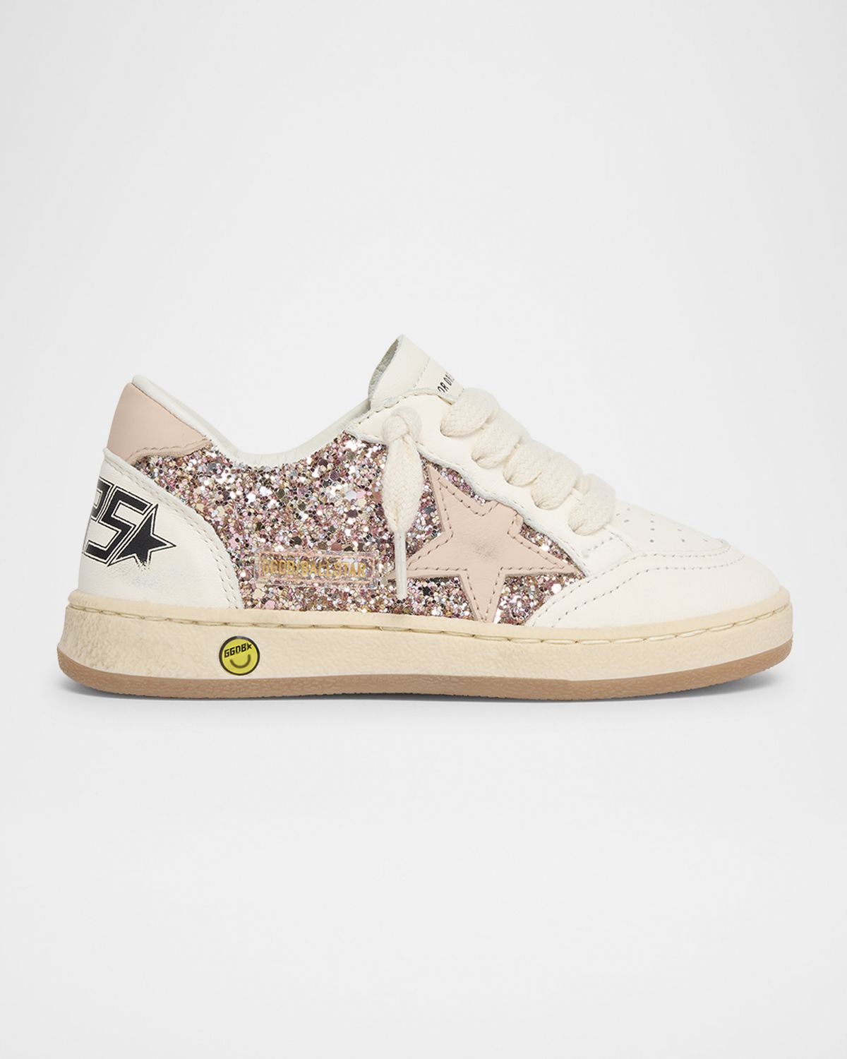 Golden Goose Girl 's Ball Star Glitter and Leather Sneakers, Toddler/Kids