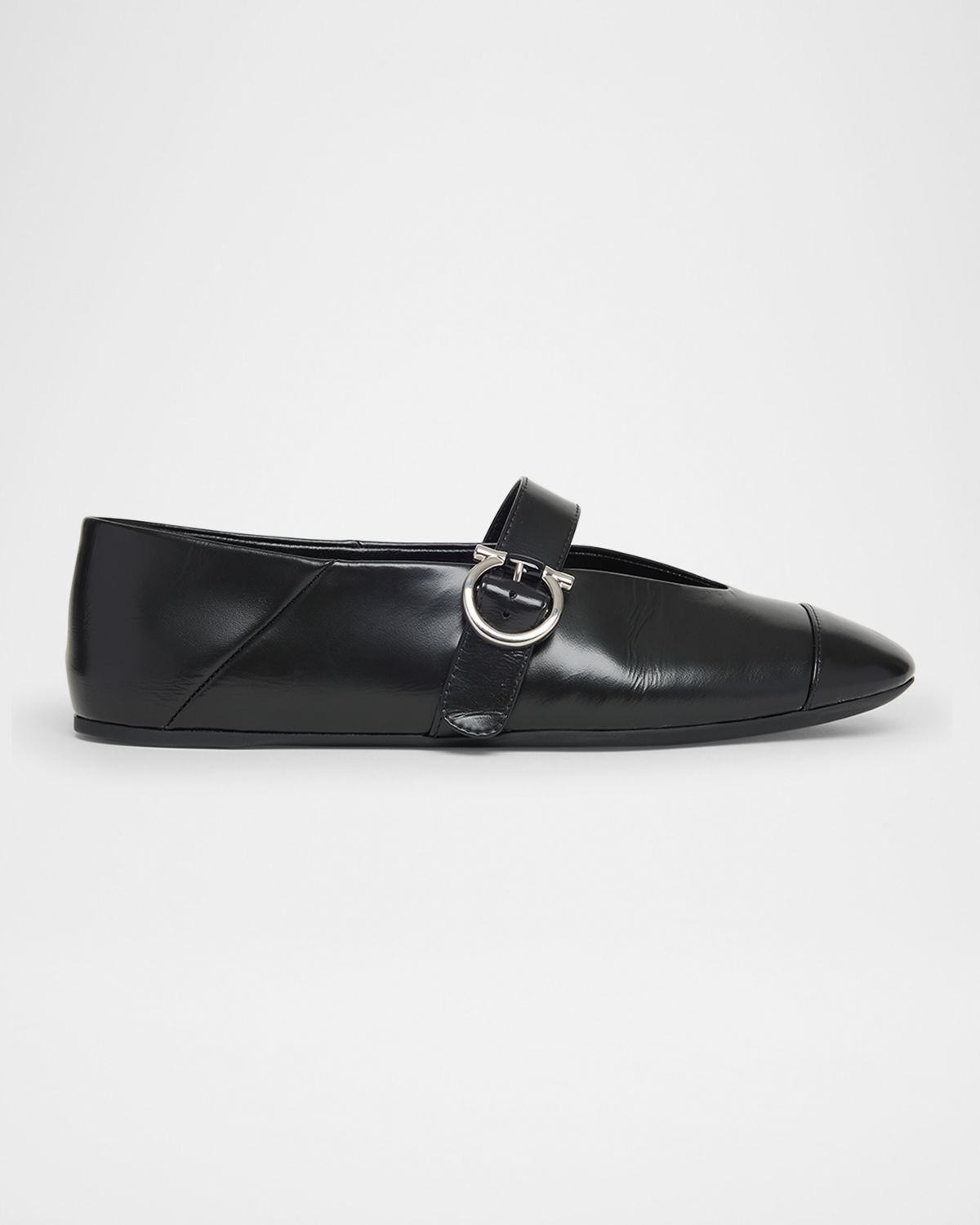 Ferragamo Nena Leather Gancio Buckle Ballerina Flats