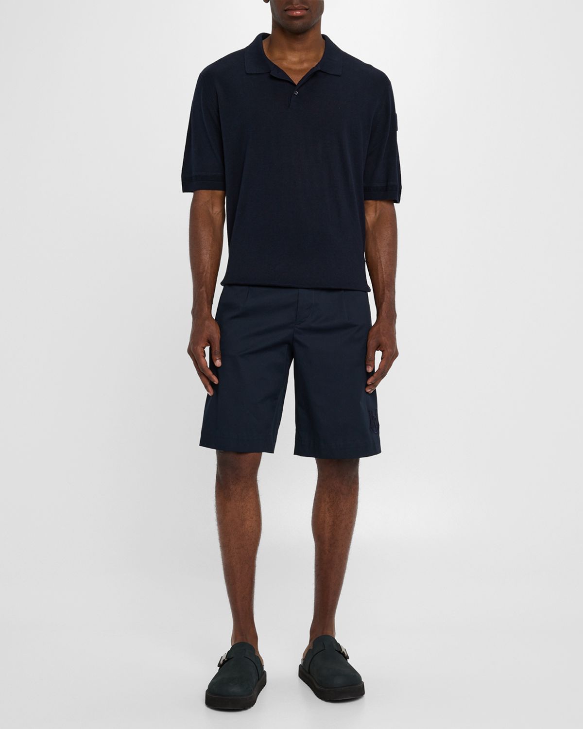 Moncler Men 's Silk and Linen Knit Polo Shirt