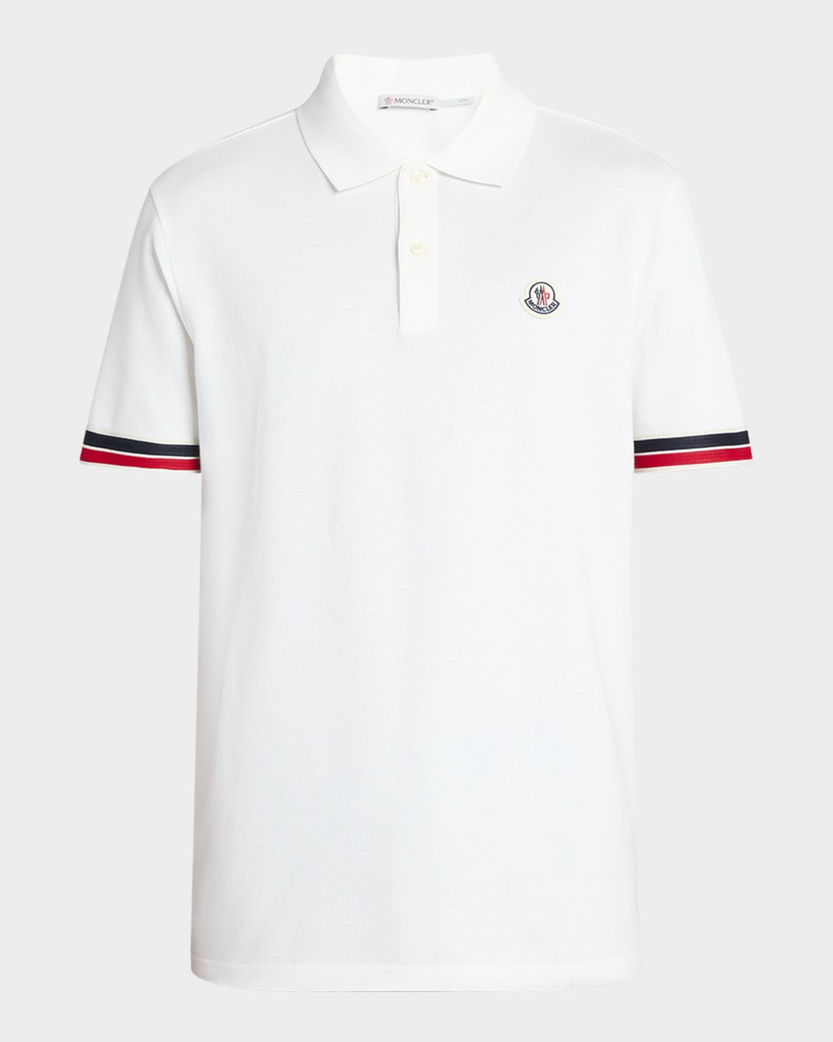 Moncler Men 's Striped-Trim Pique Polo Shirt