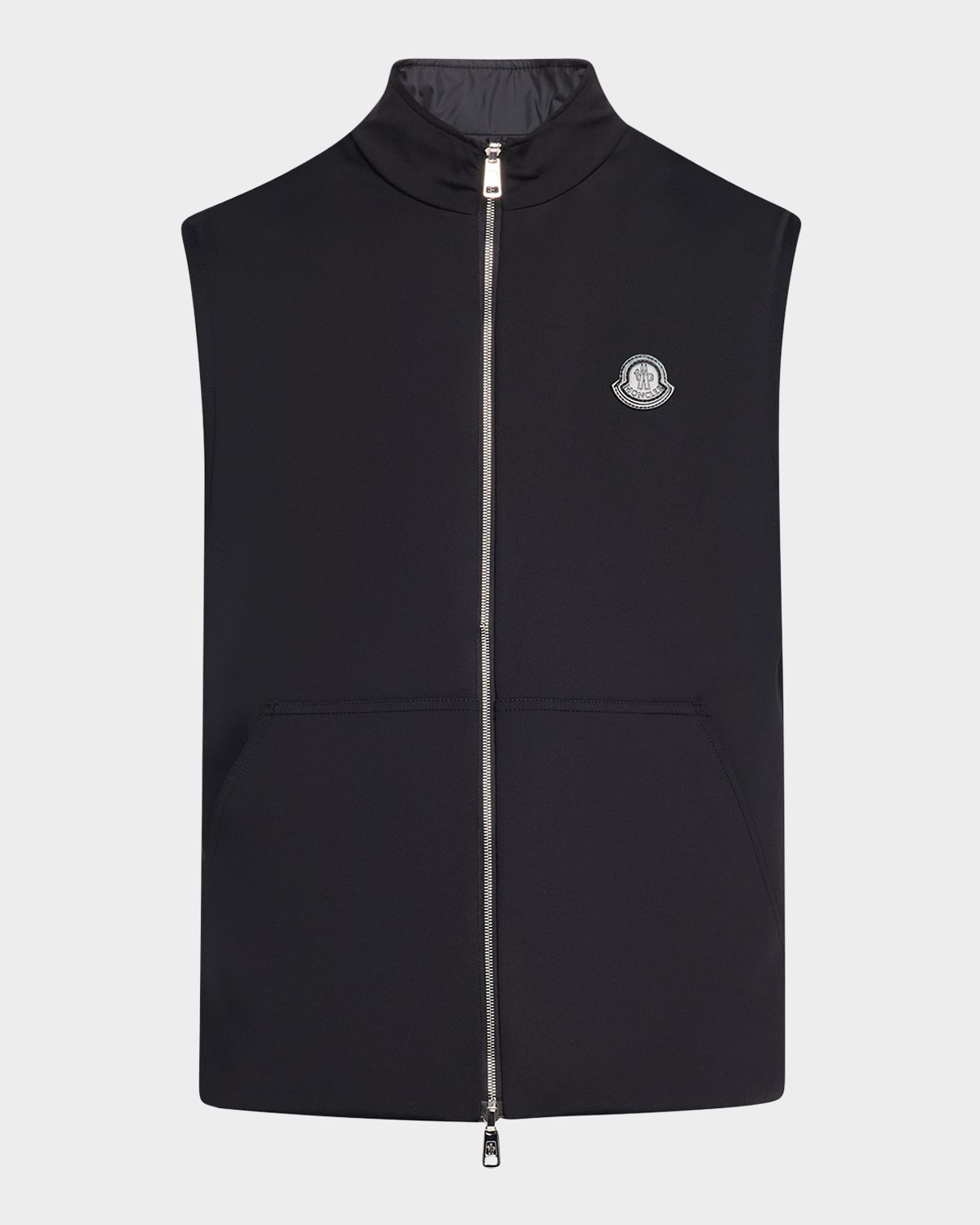 Moncler Men 's Full-Zip Leather-Emblem Vest