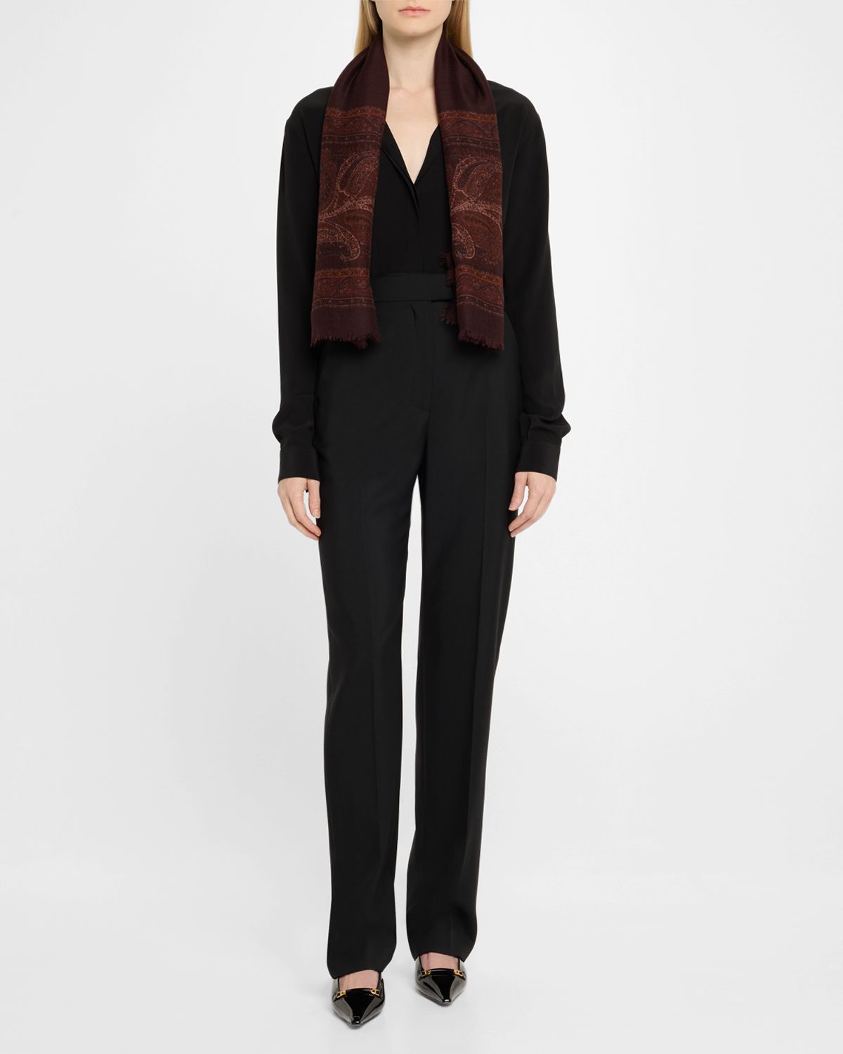 Saint Laurent Geometric Paisley Cashmere Scarf