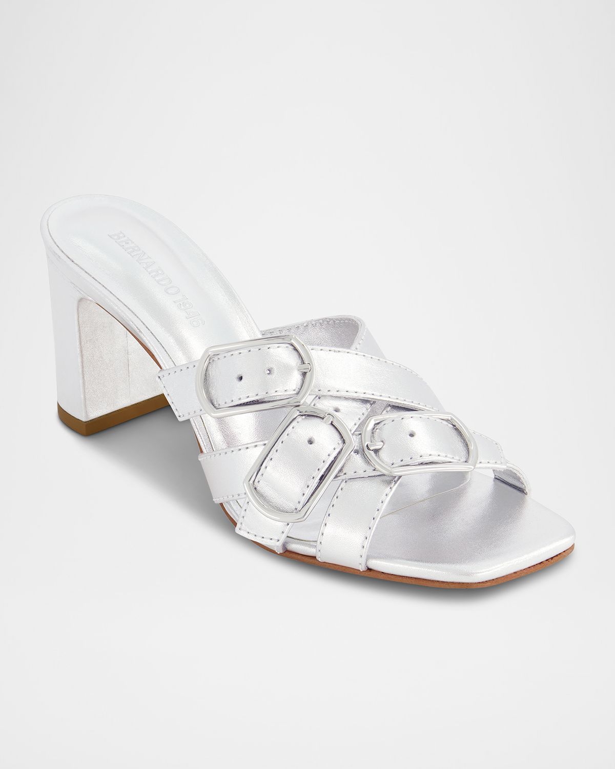 Bernardo 1946 Bea Metallic Buckle Mule Sandals