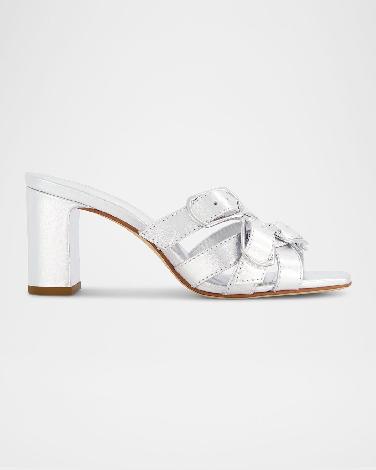 Bernardo 1946 Bea Metallic Buckle Mule Sandals