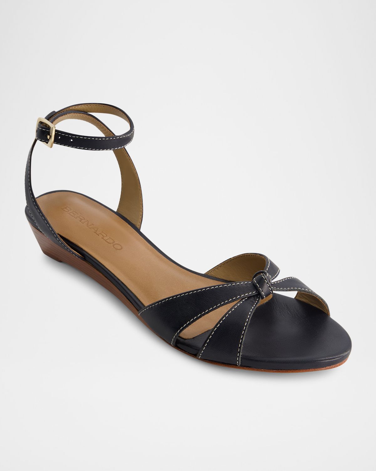Bernardo Garcel Leather Knot Wedge Sandals