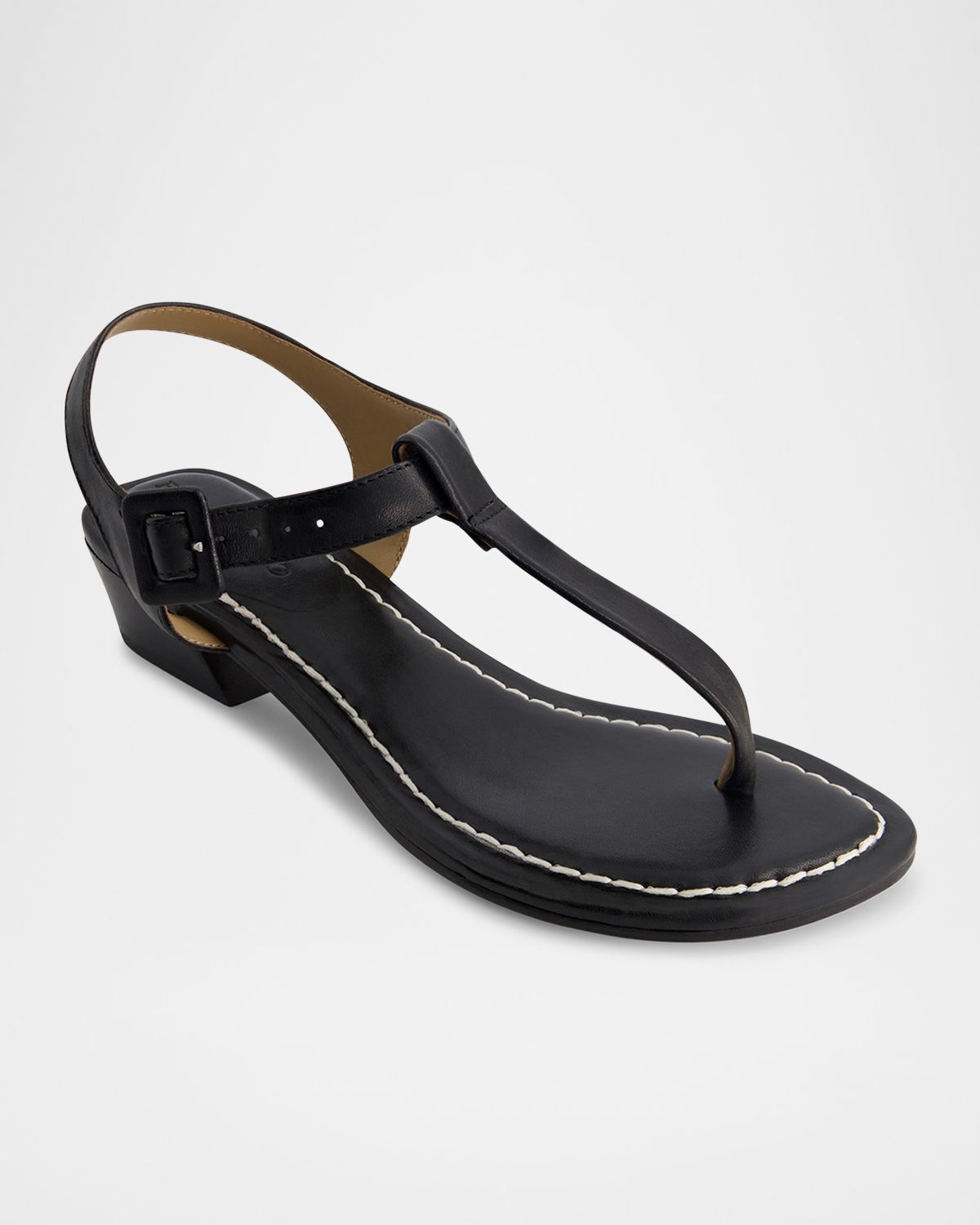 Bernardo Goya Leather T-Strap Low Sandals