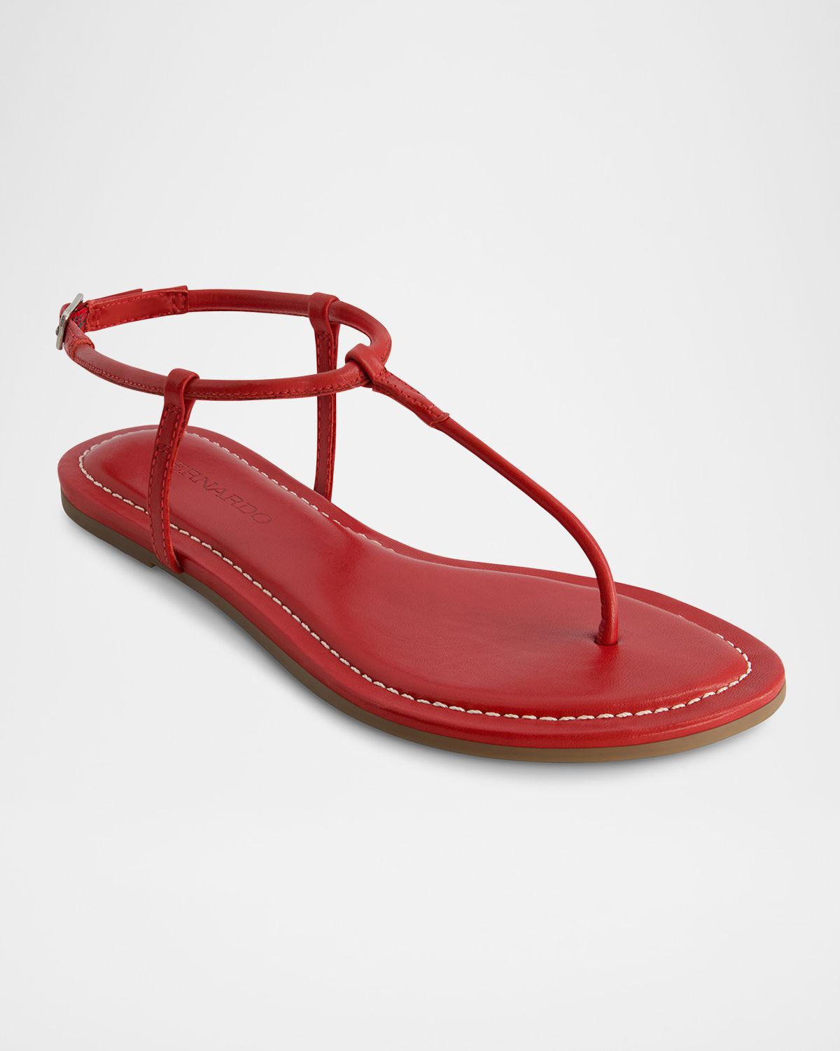 Bernardo Hercu Leather Ankle-Strap Flat Sandals