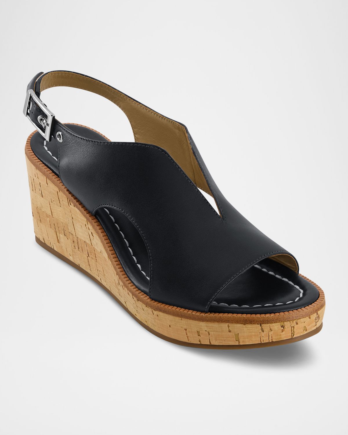 Bernardo Kuarta Leather Cork Wedge Sandals