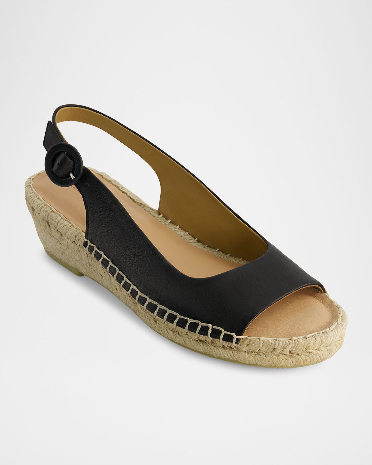 Bernardo Melila Leather Slingback Wedge Espadrilles