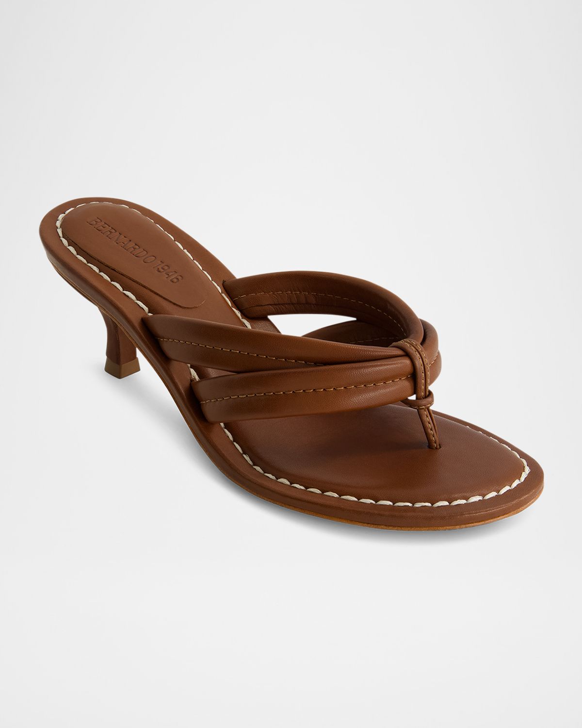 Bernardo 1946 Miami Kitten-Heel Leather Mule Sandals
