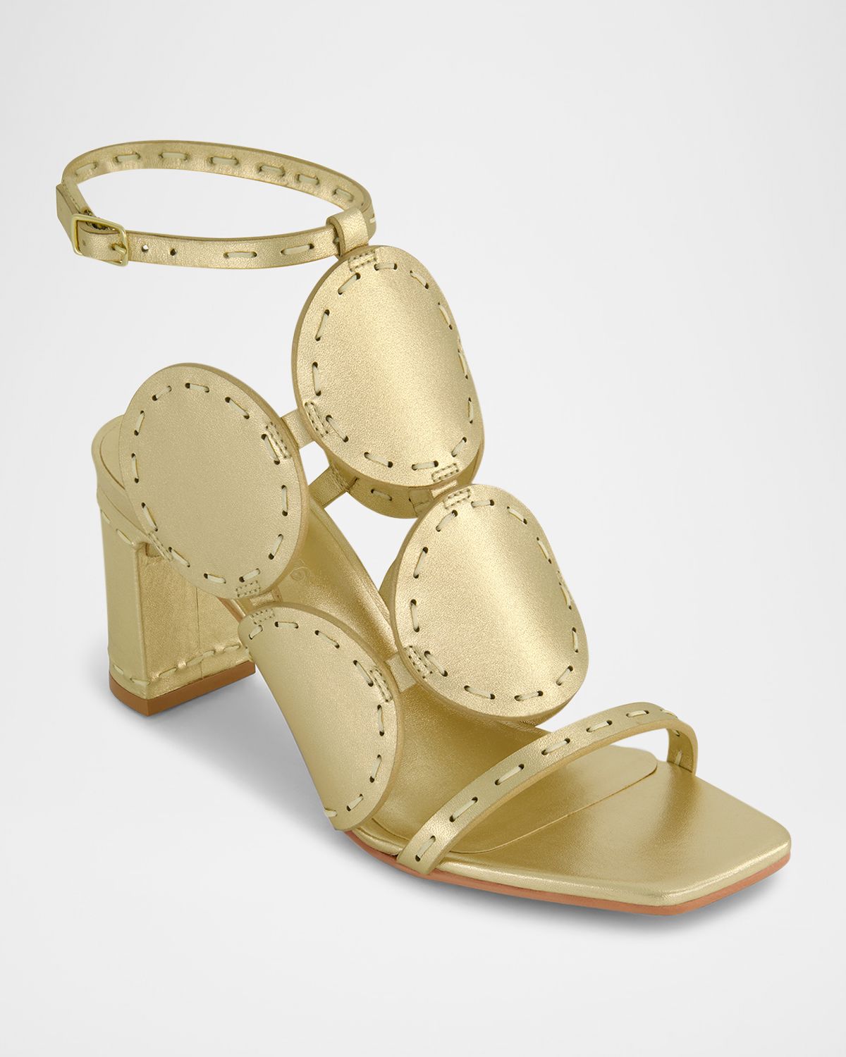 Bernardo 1946 New Moon Circle Metallic Leather Sandals