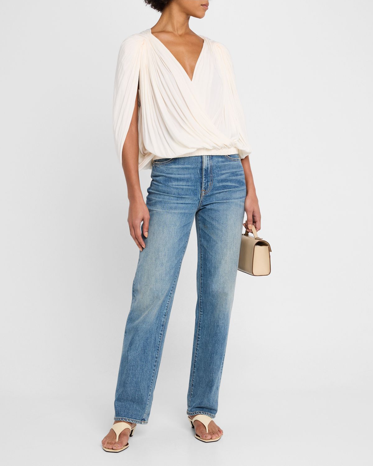 A.L.C. Vivian Draped Cape-Sleeve Top