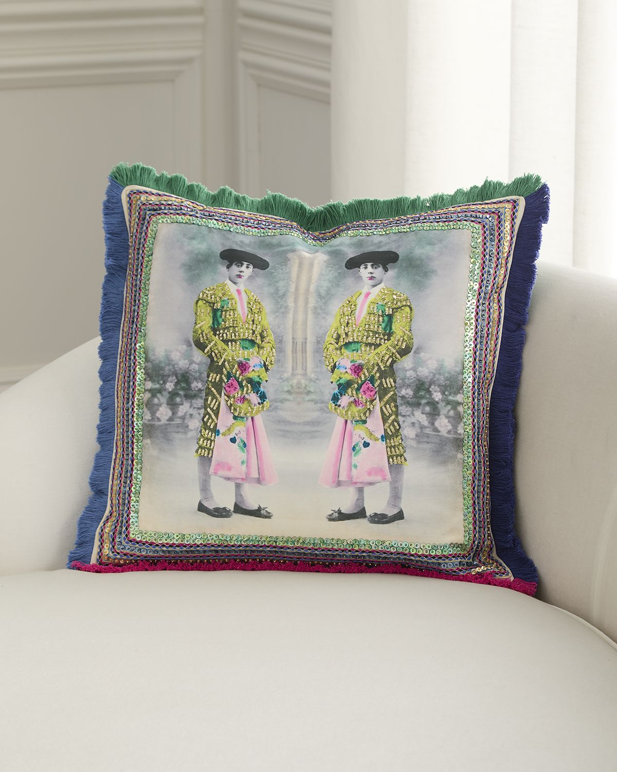 Christian Lacroix Torero Twins Decorative Pillow, 20" Square | Thumbnail 4