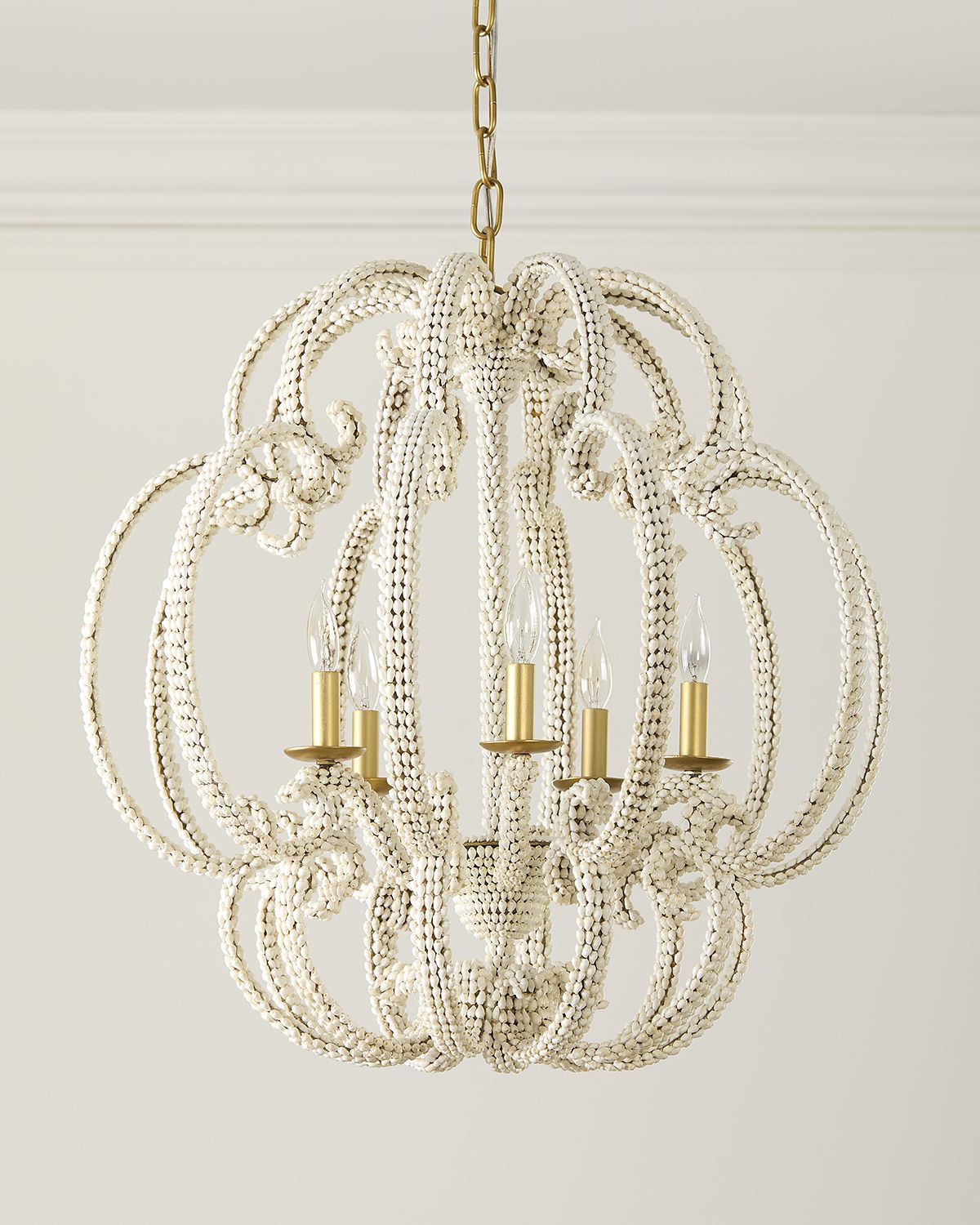 Neiman Marcus Scroll Shell 5-Light Chandelier - 25" | Thumbnail 5